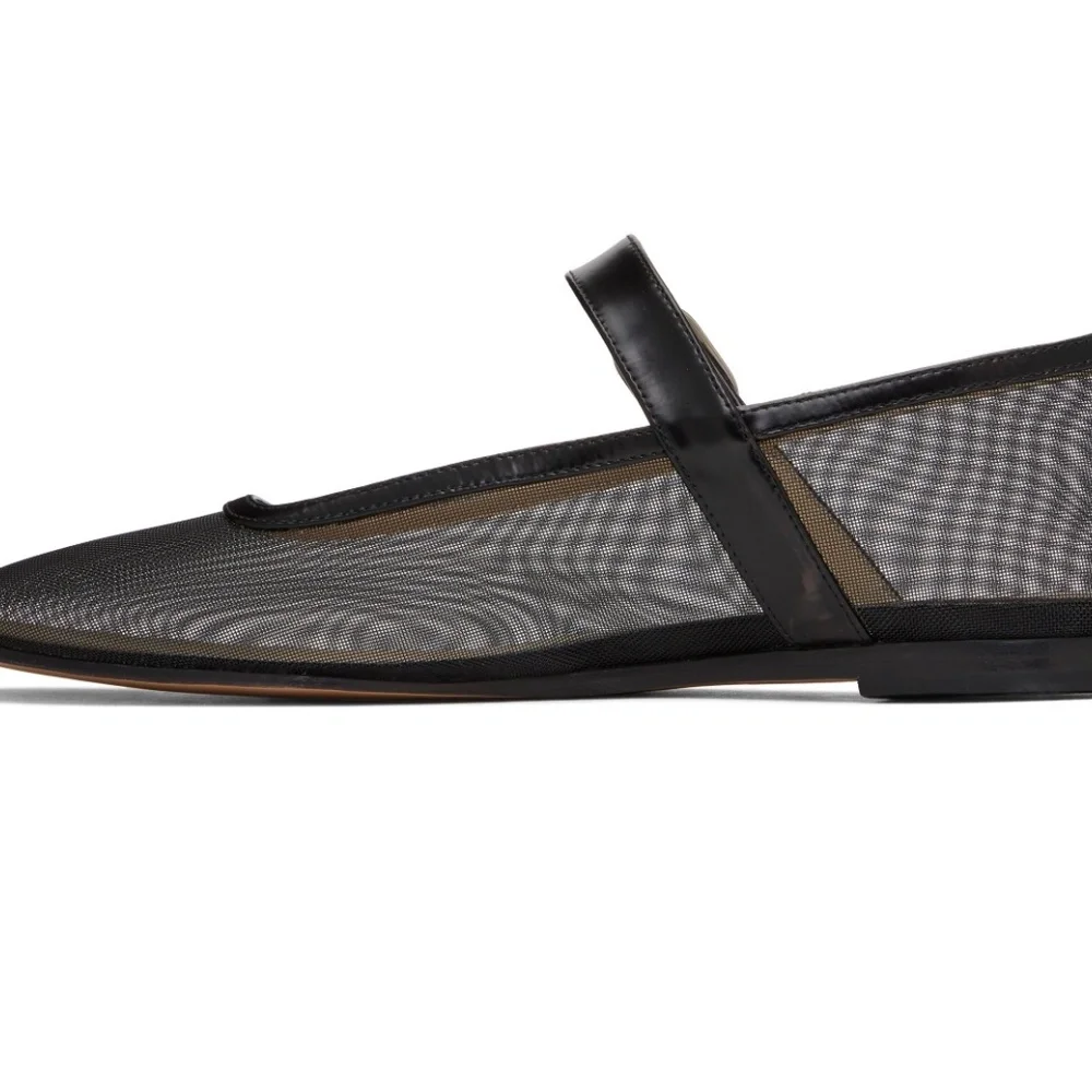 Black Mesh Mary Jane ballerina flat - Picture 2 of 6